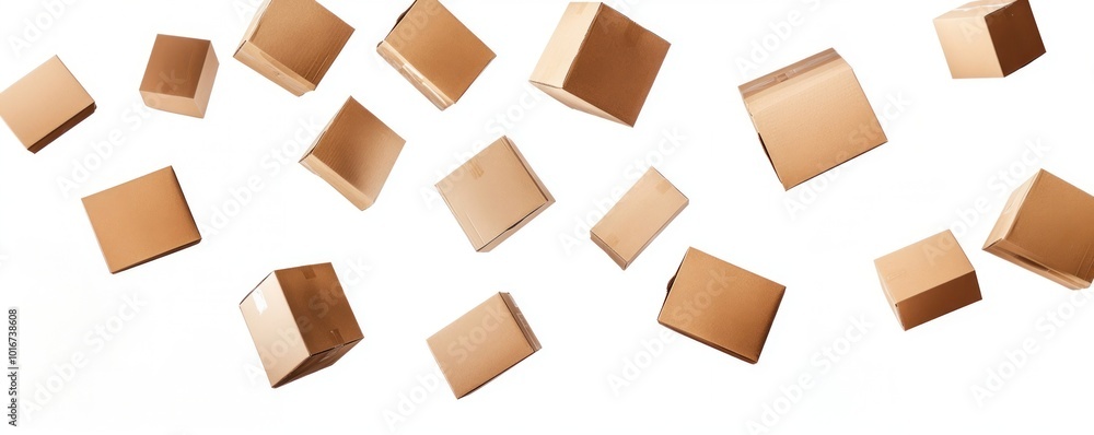 Delivery boxes border background cardboard floating. Delivery boxes border background cardboard floating.