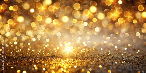 Abstract bokeh sparkle background with glowing lights and shimmering glitter in gold pattern