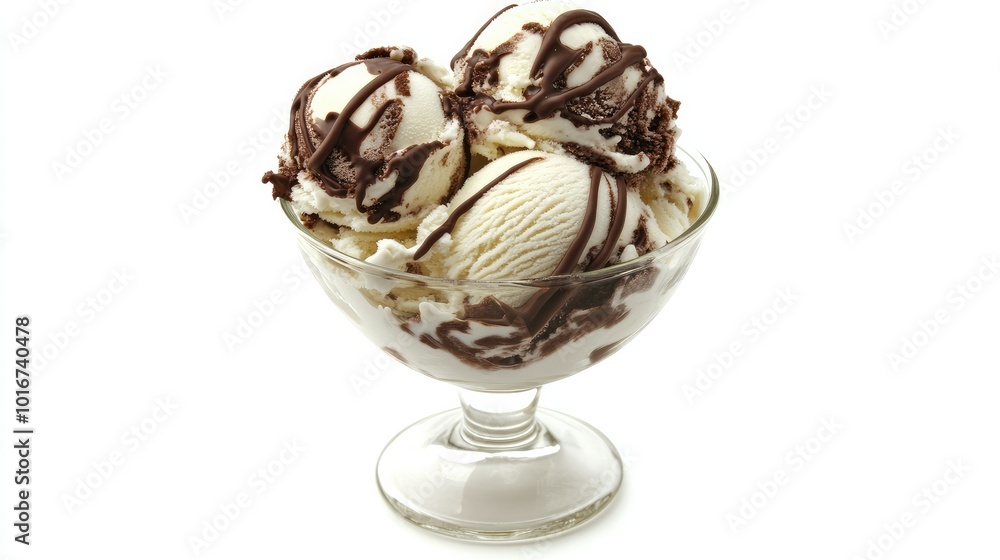 Chocolate mint ice cream with rich chocolate swirls, displayed in a glass dish on a white background, showcasing its creamy and refreshing appearance. Chocolate mint ice cream with rich chocolate swirls, displayed in a glass dish on a white background, showcasing its creamy and refreshing appearance.