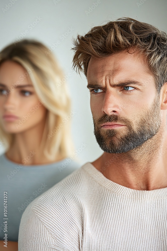 Couple in Conflict: Tense and Emotional Moment Captured Indoors Couple in Conflict: Tense and Emotional Moment Captured Indoors