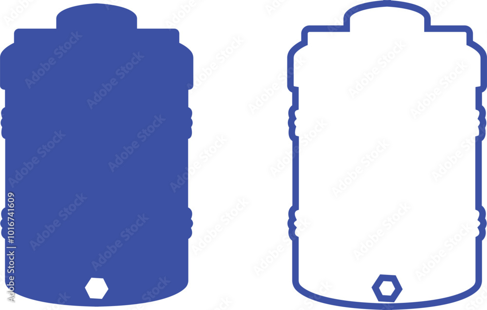 Blue water tank icons set flat and line vector collection isolated on transparent background. water gallon element graphic design. Plastic material large bag for water saving, house storage Blue water tank icons set flat and line vector collection isolated on transparent background. water gallon element graphic design. Plastic material large bag for water saving, house storage