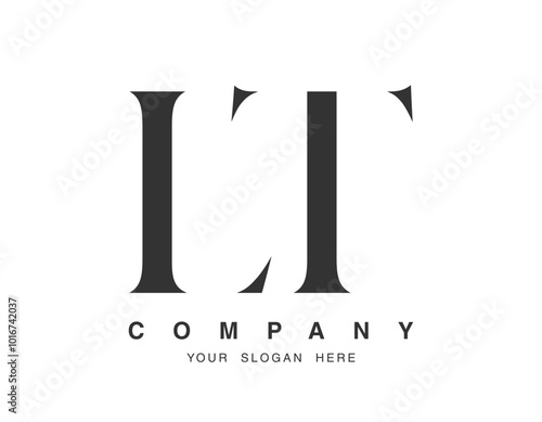 LT logo design. Initial letter l and t serif font style. Creative classic company name typography. Trendy logotype or identity.