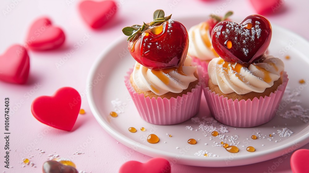 Delicious Heart-Shaped Cupcakes for Valentine's Day Celebration Delicious Heart-Shaped Cupcakes for Valentine's Day Celebration