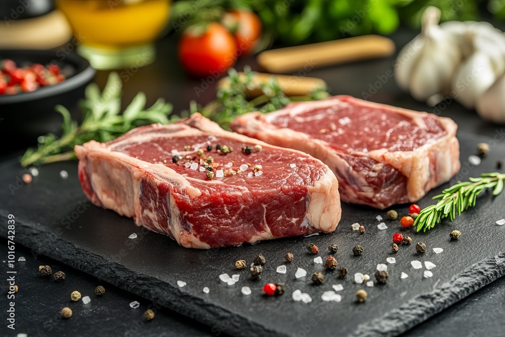 Premium Raw Beef Steaks Ready for Grilling. AI generated illustration Premium Raw Beef Steaks Ready for Grilling. AI generated illustration