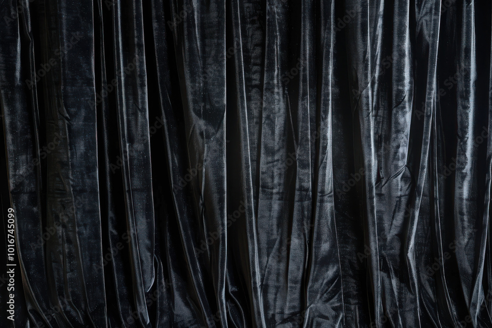 Obraz premium close up horizontal image of a black velvet curtain background