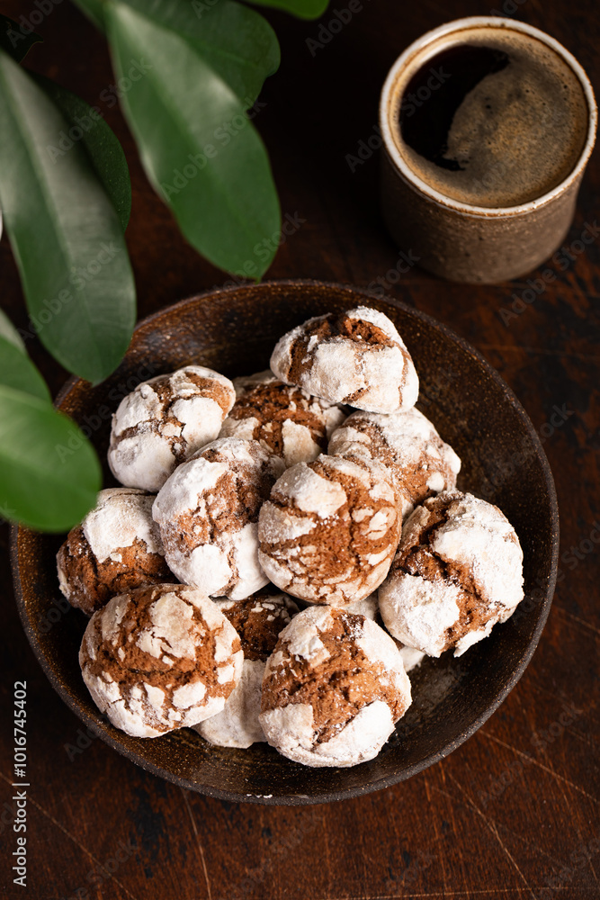 chocolate coffee cookies with cracks chocolate coffee cookies with cracks