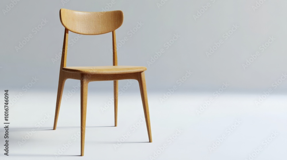 Minimalist wooden chair with a sleek design on light background, highlighting modern elegance and simplicity in home furniture. Minimalist wooden chair with a sleek design on light background, highlighting modern elegance and simplicity in home furniture.