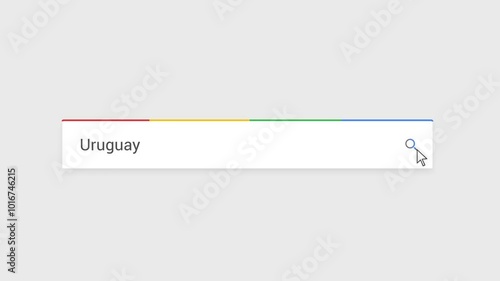 Typing Uruguay in Search Bar Animation | Close-Up Search Engine Interface | Web Search for Uruguay | Internet Browsing, Technology, and Digital Marketing Animation Video