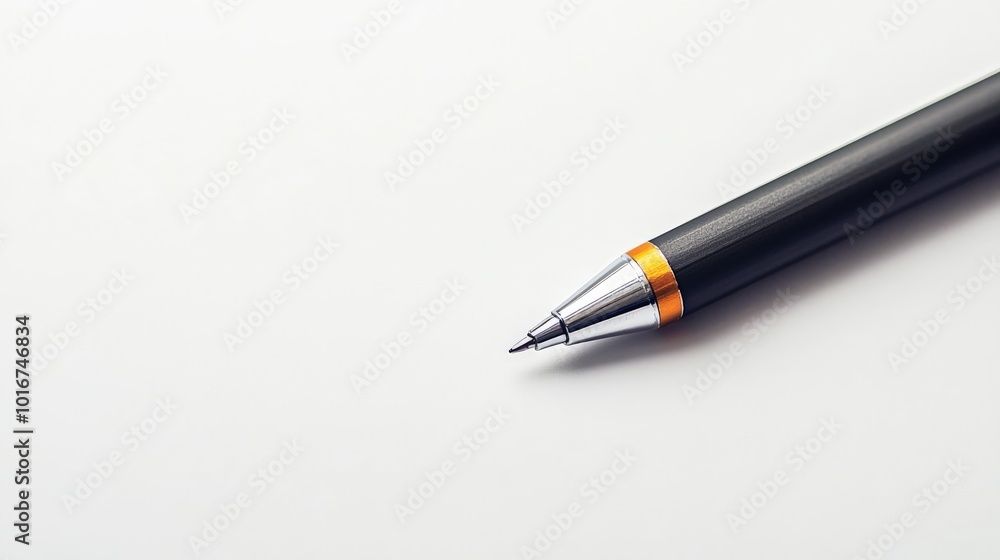 Minimalistic image of a black pen resting on a blank white surface, representing writing, creativity, and ideas on a clean slate. Minimalistic image of a black pen resting on a blank white surface, representing writing, creativity, and ideas on a clean slate.