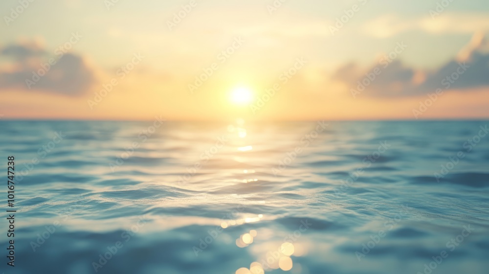 Calm Ocean Water Surface at Sunset with Golden Light Calm Ocean Water Surface at Sunset with Golden Light
