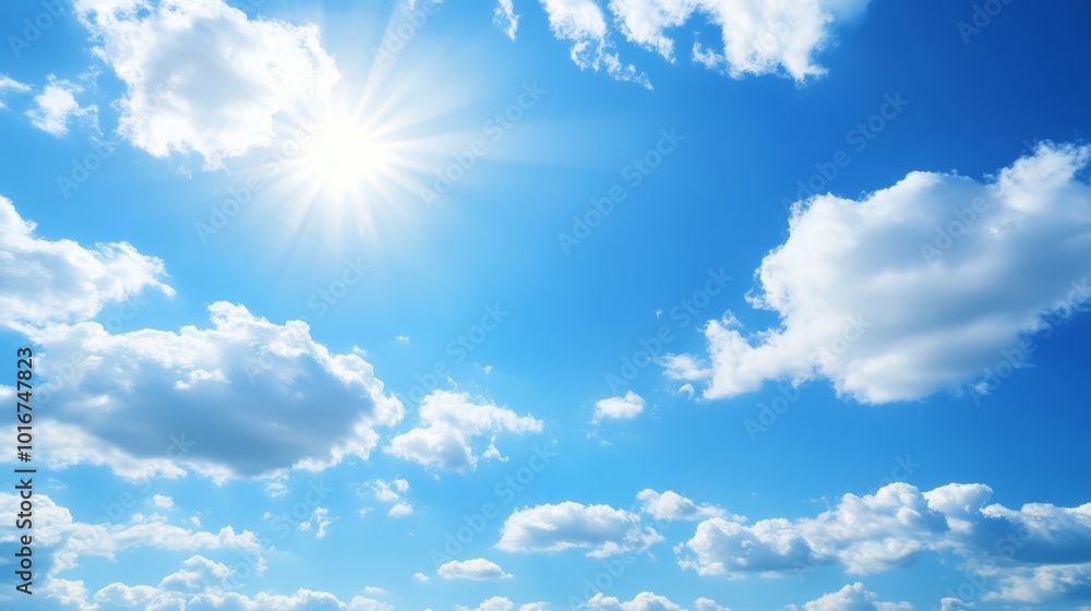 Sunny Day Blue Sky with White Fluffy Clouds Sunny Day Blue Sky with White Fluffy Clouds