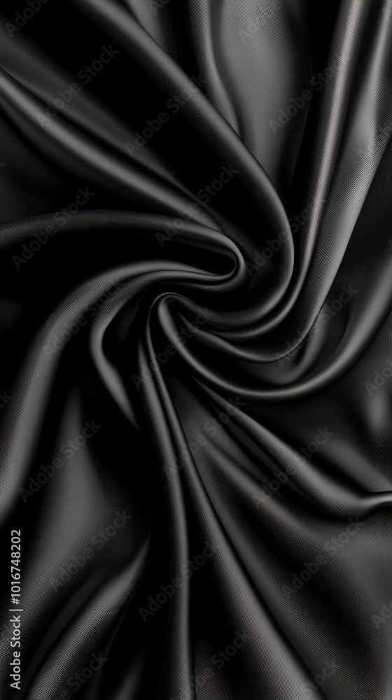 Fototapeta premium A tight shot of black fabric showcasing a minimal design at its center The design's core is also present on the reverse side, atop the fabric