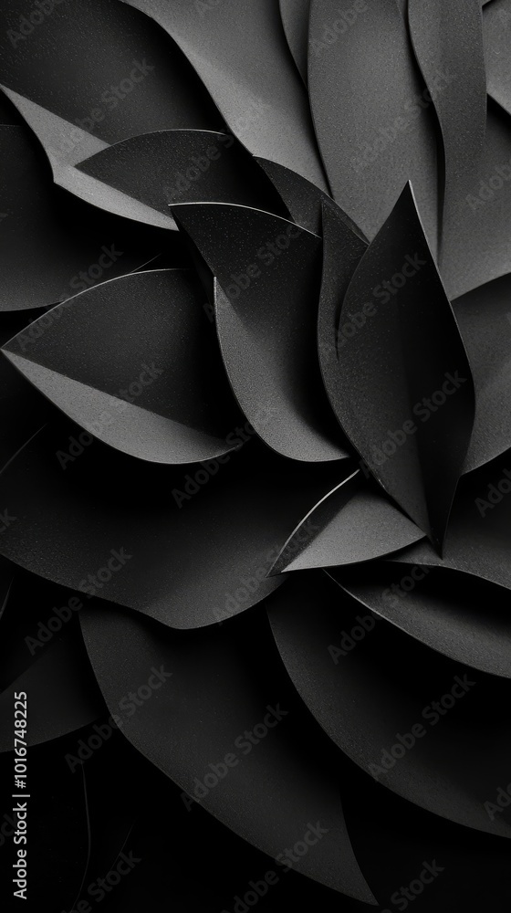 A large black-and-white image of a flower resembling a cut-out paper version A large black-and-white image of a flower resembling a cut-out paper version