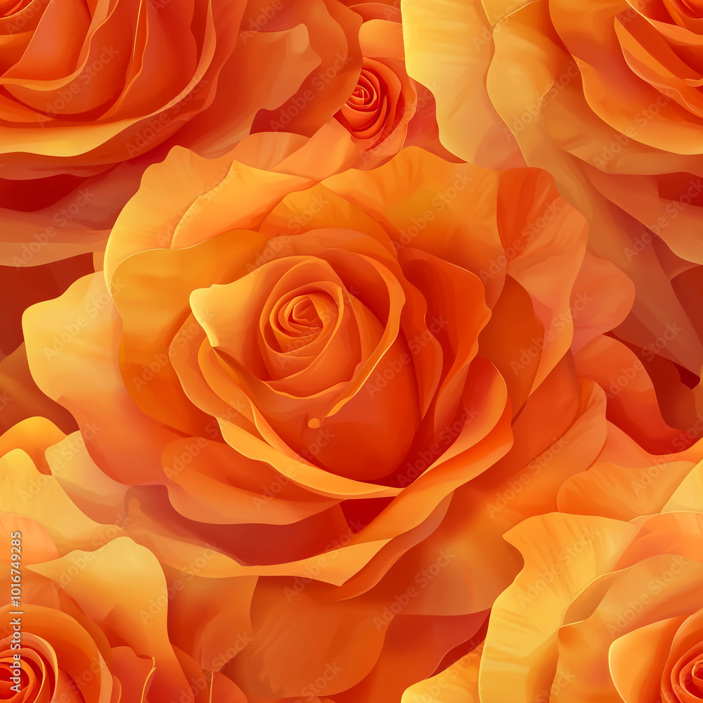Vibrant Orange Roses Seamless Floral Wallpaper Vibrant Orange Roses Seamless Floral Wallpaper