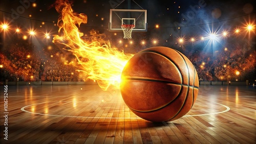 Fiery Basketball with Sparks in Action photo