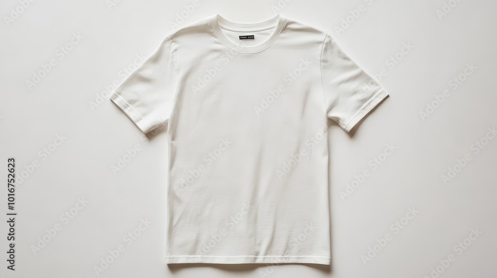 Simple white T-shirt on plain background, showcasing minimal design and comfortable casual wear for everyday use, style, or fashion concept. Simple white T-shirt on plain background, showcasing minimal design and comfortable casual wear for everyday use, style, or fashion concept.