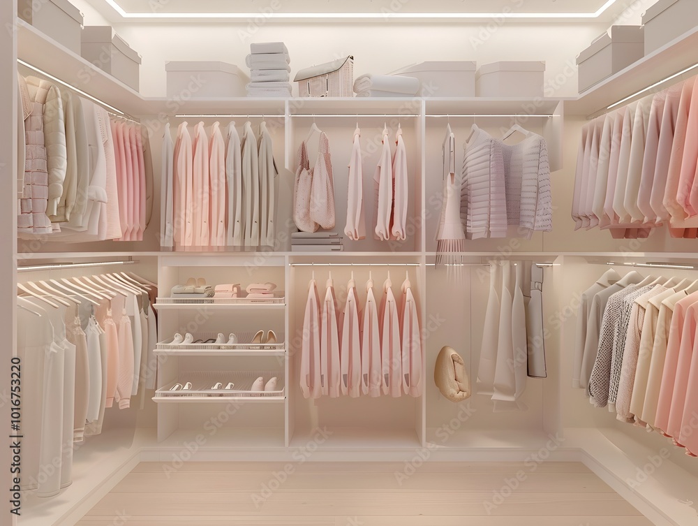 Minimalist Organized Closet Mockup for Stylish Home Interior Design Minimalist Organized Closet Mockup for Stylish Home Interior Design