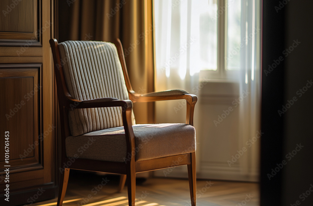 traditional library chair with a slatted back and upholstered seat traditional library chair with a slatted back and upholstered seat