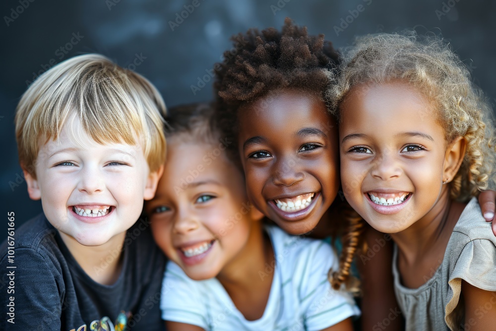 Diverse group of children against black background. Group of diverse children. Diverse group of children against black background. Group of diverse children.