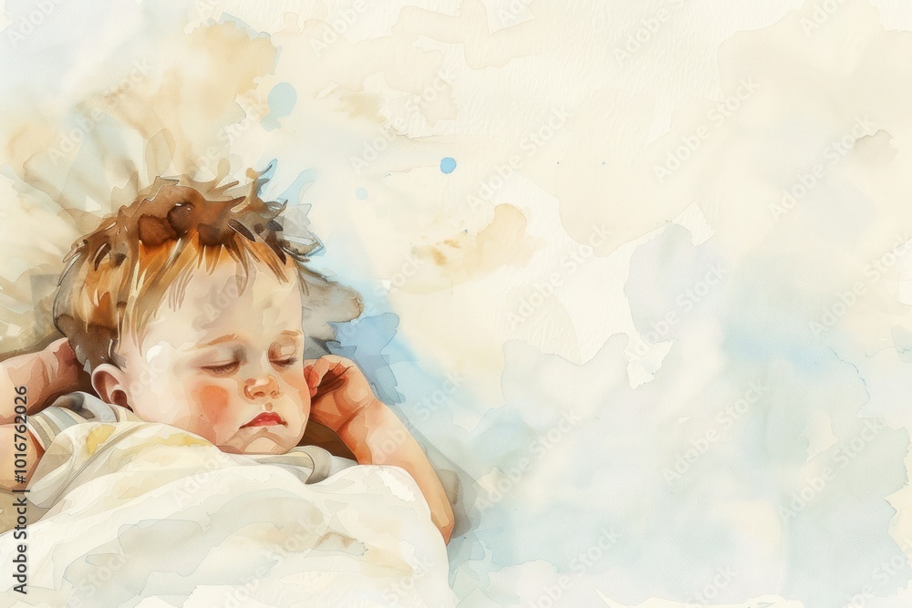 Baby sleeping painting portrait comfortable. Baby sleeping painting portrait comfortable.