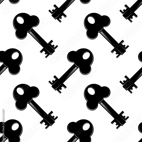 Vector key icon isolated on white background. Key icon. Lock or unlock sign. Padlock. Lock symbol. Unblock. Password icon. Access sign. Private access. Logo template. Safety symbol. Door key.