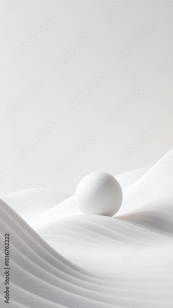 serene composition featuring smooth, flowing white waves with central spherical shape, creating calming and minimalistic atmosphere. Vertical 4K smartphone wallpaper serene composition featuring smooth, flowing white waves with central spherical shape, creating calming and minimalistic atmosphere. Vertical 4K smartphone wallpaper