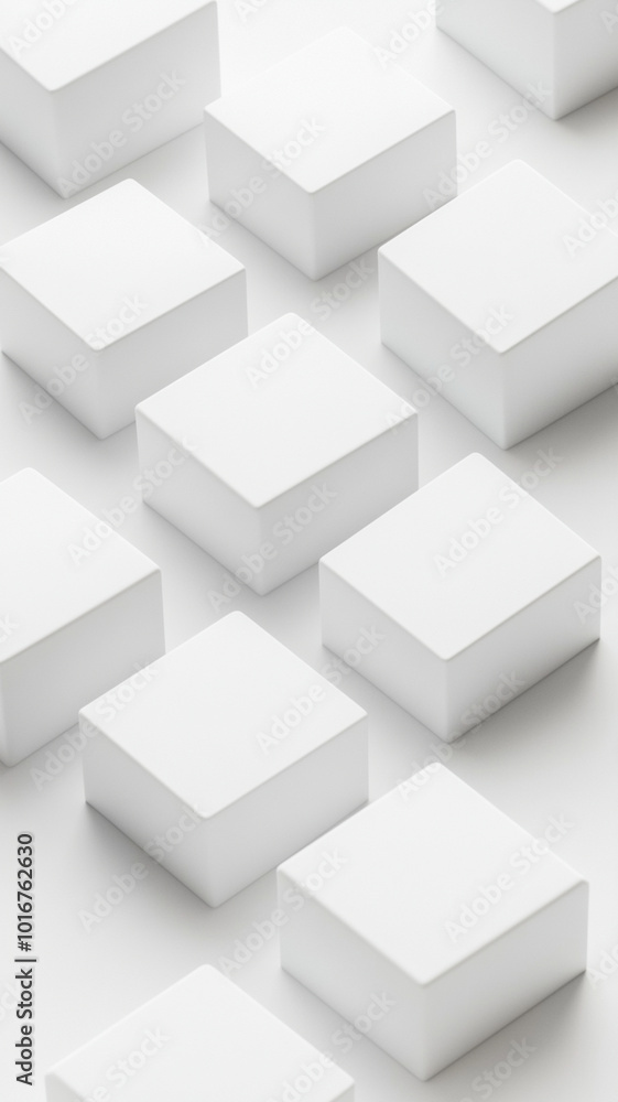 Minimalistic 3D grid of white cubes on plain background creates serene and modern aesthetic. arrangement emphasizes simplicity and elegance. Vertical 4K smartphone wallpaper Minimalistic 3D grid of white cubes on plain background creates serene and modern aesthetic. arrangement emphasizes simplicity and elegance. Vertical 4K smartphone wallpaper