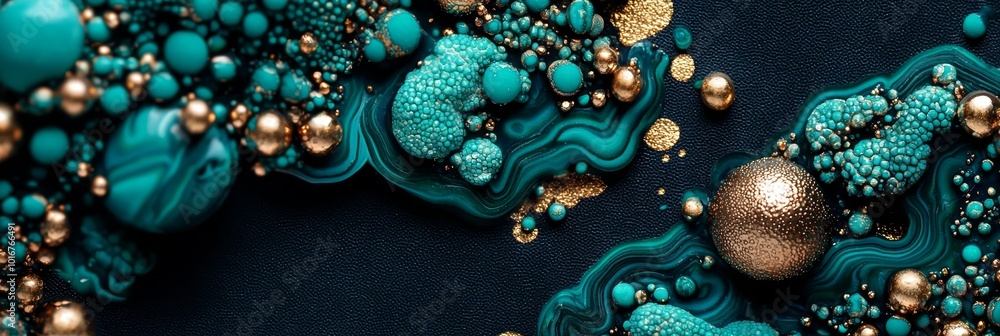 Naklejka premium A tight shot of a blue-gold wallpaper, featuring golden and azure designs along its edge