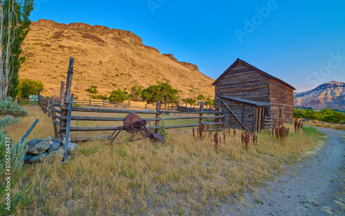 Old Barn and Corral at Birch Creek Ranch, Oregon. photo