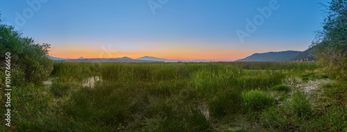 Panorama of Klamath Lake from Eagle Ridge County Park, Oregon.