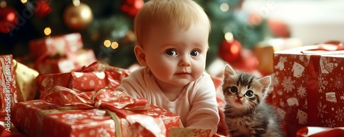 Cheerful Baby Playing with ...