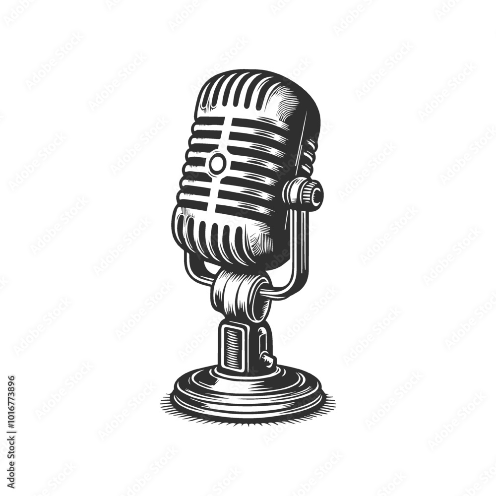 Retro monochrome music microphone concept. Retro monochrome music microphone concept.