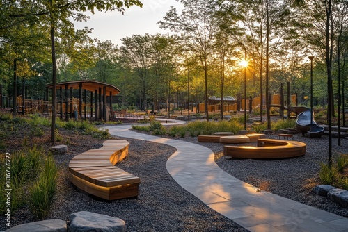 Park Pathway at Sunset