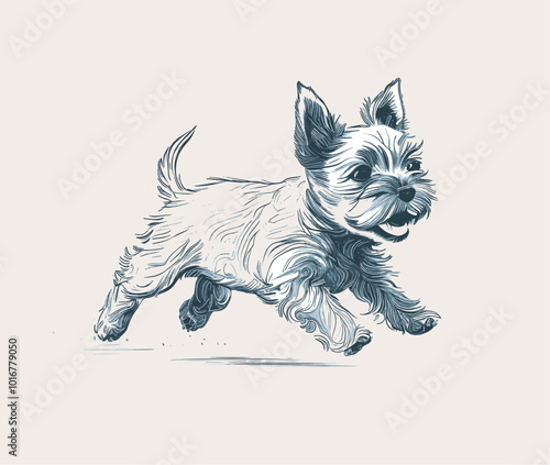 Hand drawing puppy dog running