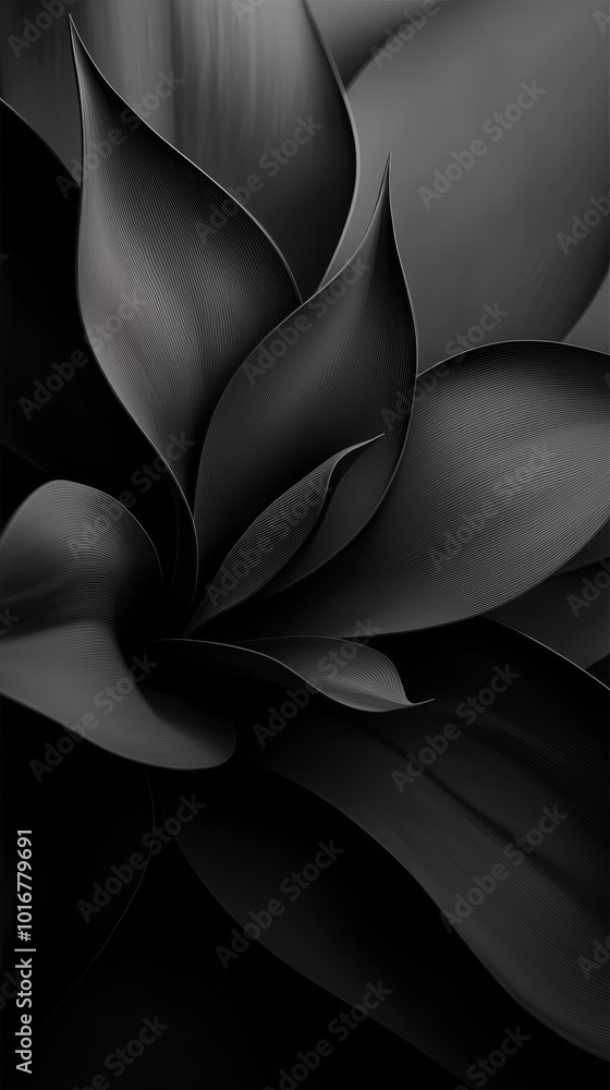 Obraz premium A black-and-white image featuring a single flower amidst a group of black-and-white flowers