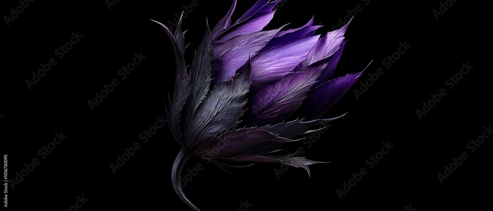 Fototapeta premium A close-up of a purple flower against a black background