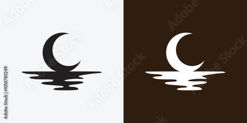 Moon logo design template. Crescent moon logo.