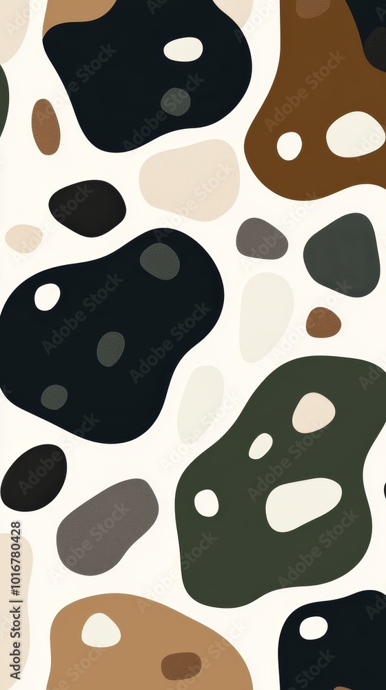 Fototapeta premium A blend of black, brown, and white backgrounds featuring an array of various-sized rocks scattered on the ground