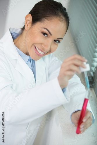 female chemist working at the lab