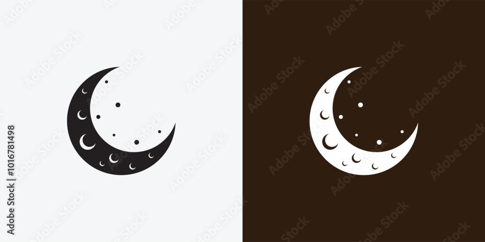 Moon logo design template. Crescent moon logo. Moon logo design template. Crescent moon logo.