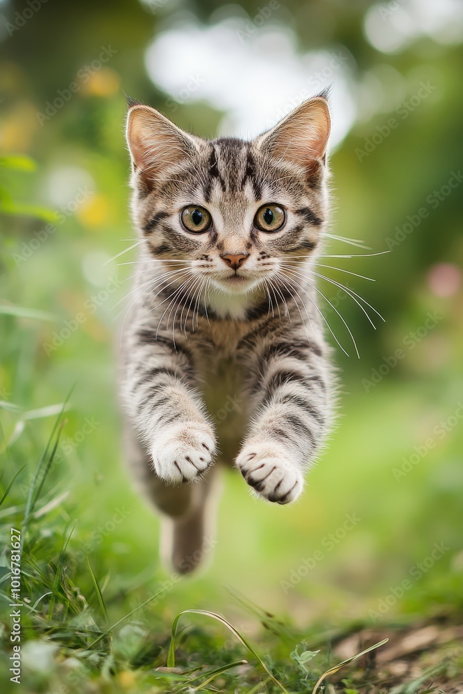 Playful Kitten Jumping in Grass Cute Pet Cat Portrait Adorable Animal Photography Playful Kitten Jumping in Grass Cute Pet Cat Portrait Adorable Animal Photography