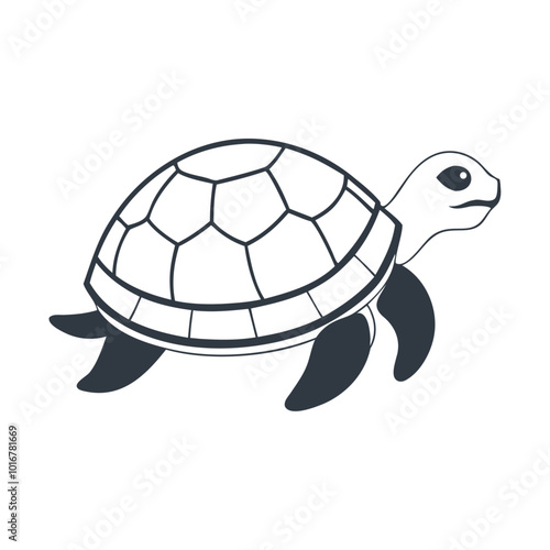 A cute black silhouette mascot reptile or turtle vector icon design photo