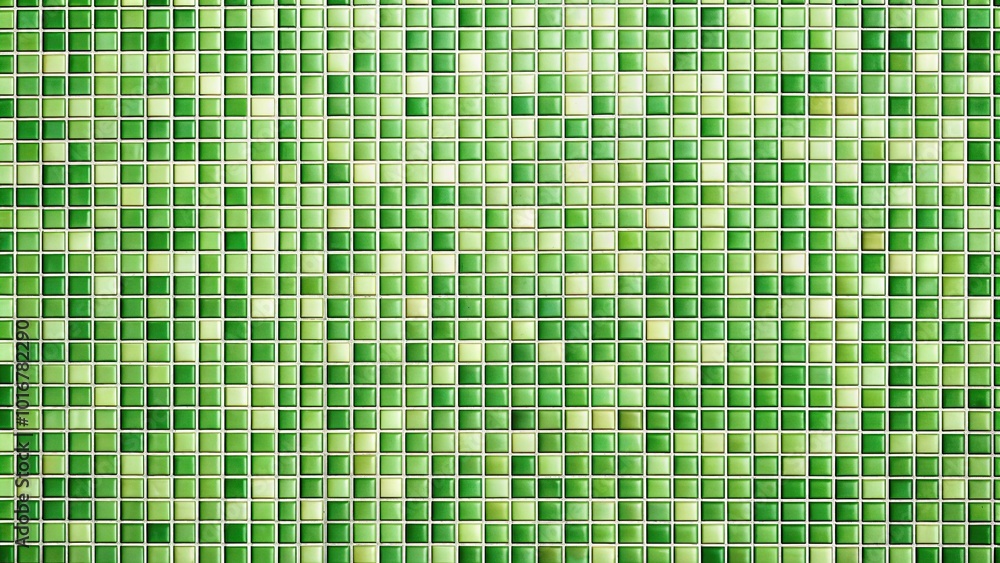 background mosaic consisting of small square glass tiles in tints of green Aerial background mosaic consisting of small square glass tiles in tints of green Aerial
