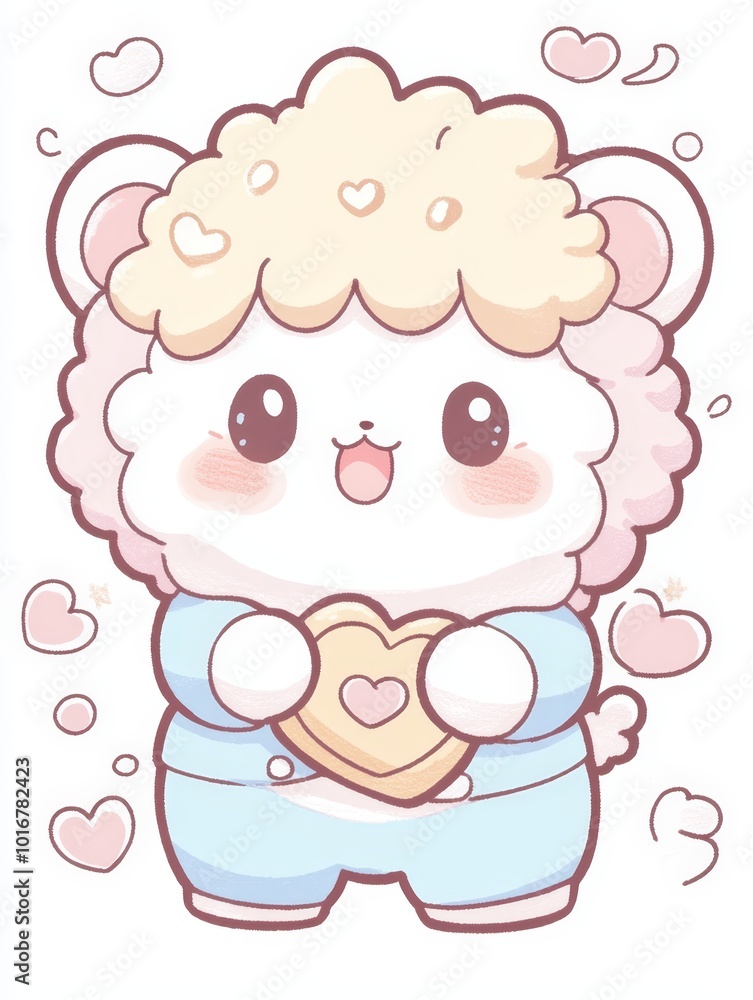 A cartoon llama holds a heart-shaped cookie, its thoughts expressed through a bubble above its head A cartoon llama holds a heart-shaped cookie, its thoughts expressed through a bubble above its head