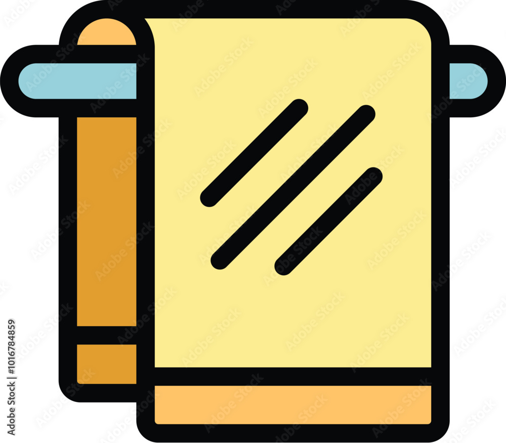 Simple vector of a yellow towel hanging on a towel dryer, perfect for websites, apps and presentations Simple vector of a yellow towel hanging on a towel dryer, perfect for websites, apps and presentations