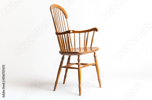 a wingback chair with high backrest and rolled arms photo