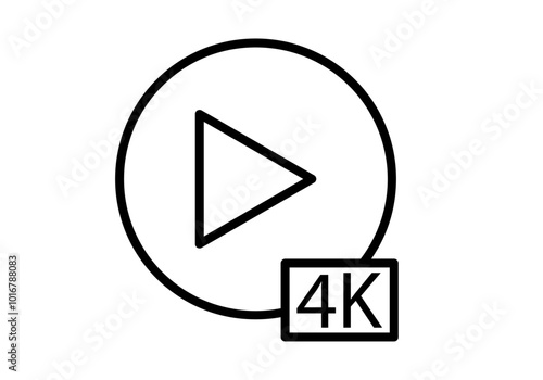 Icono negro de vídeo de calidad 4K