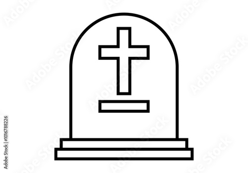 Icono negro de lápida con cruz de una tumba