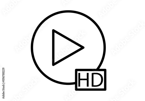 Icono negro de vídeo en alta definición o HD