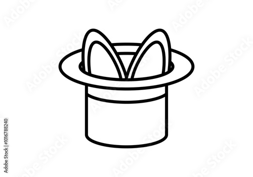 Icono negro de sombrero de mago con orejas de conejo